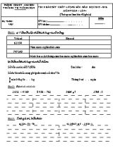 Đề thi khảo sát chất lượng đầu năm môn Toán Lớp 4 - Năm học 2015-2016 - Trường Tiểu học Tường Sơn (Có đáp án)